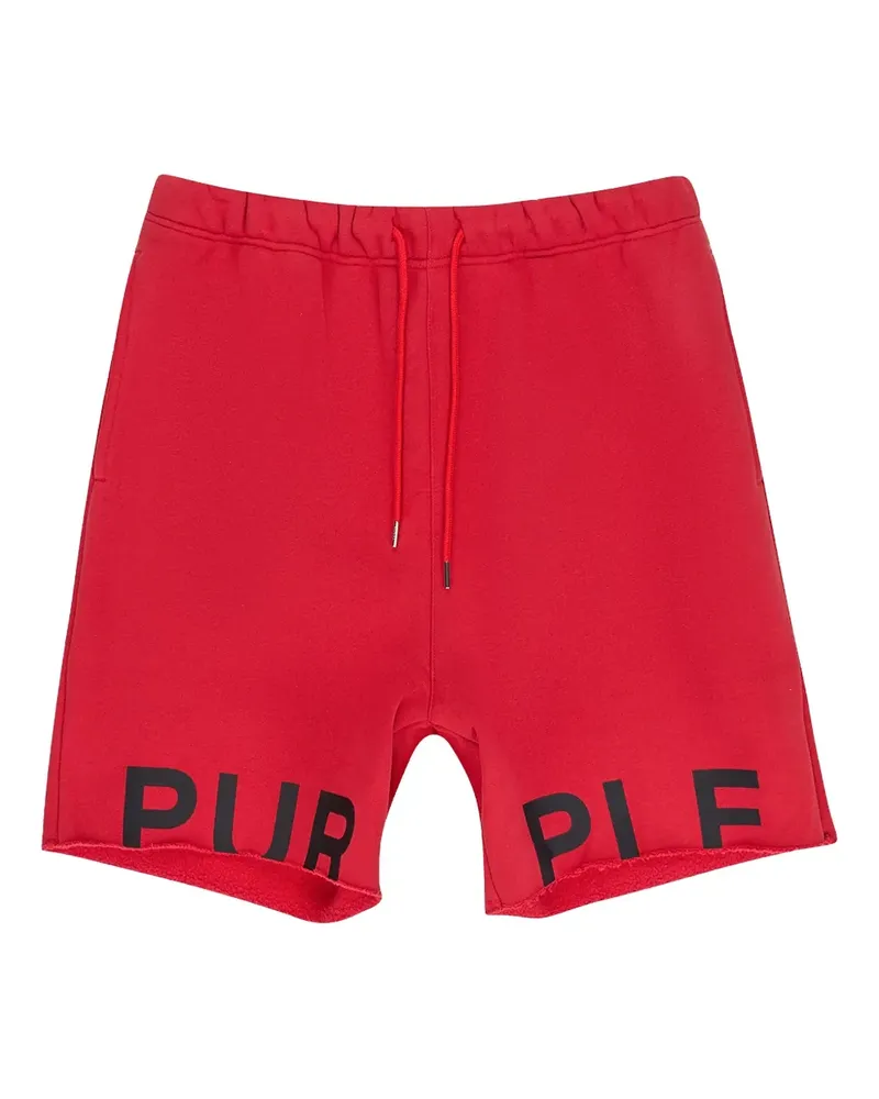 PURPLE BRAND Shorts mit Logo-Print - Rot Rot