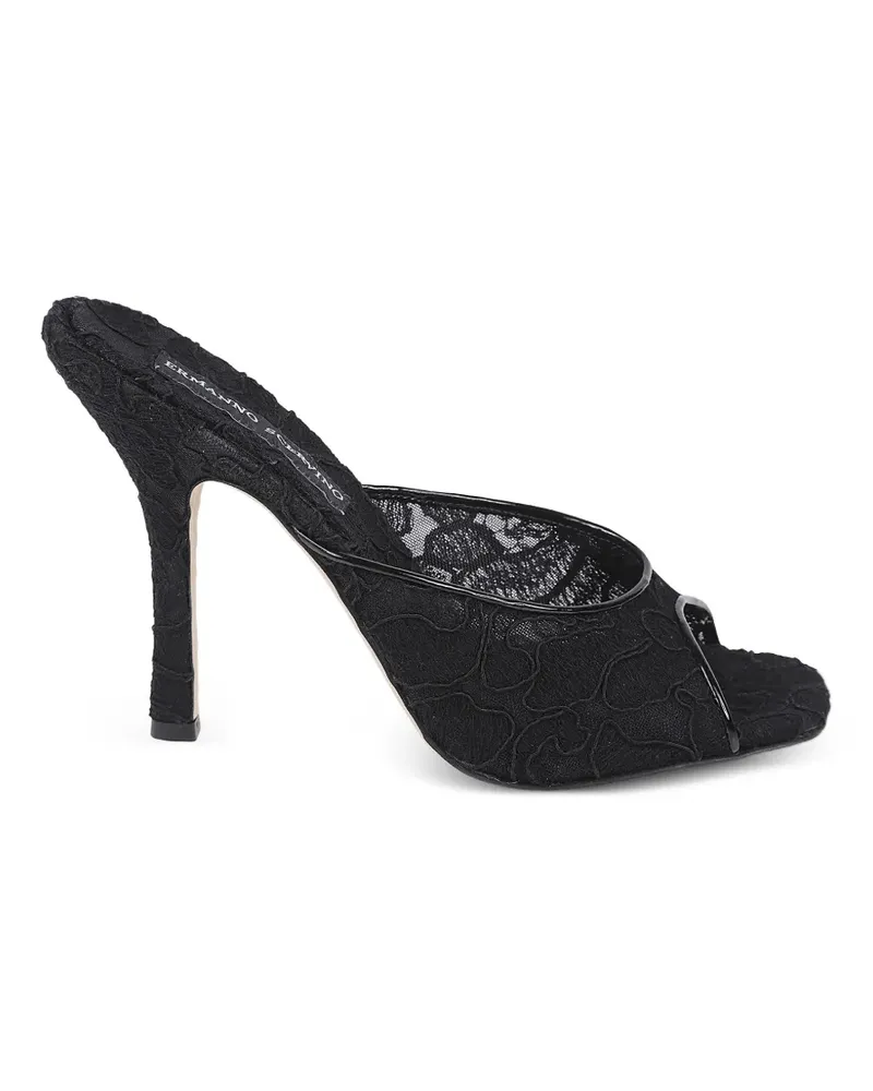 Ermanno Scervino lace-overlay peep-toe sandals - Schwarz Schwarz