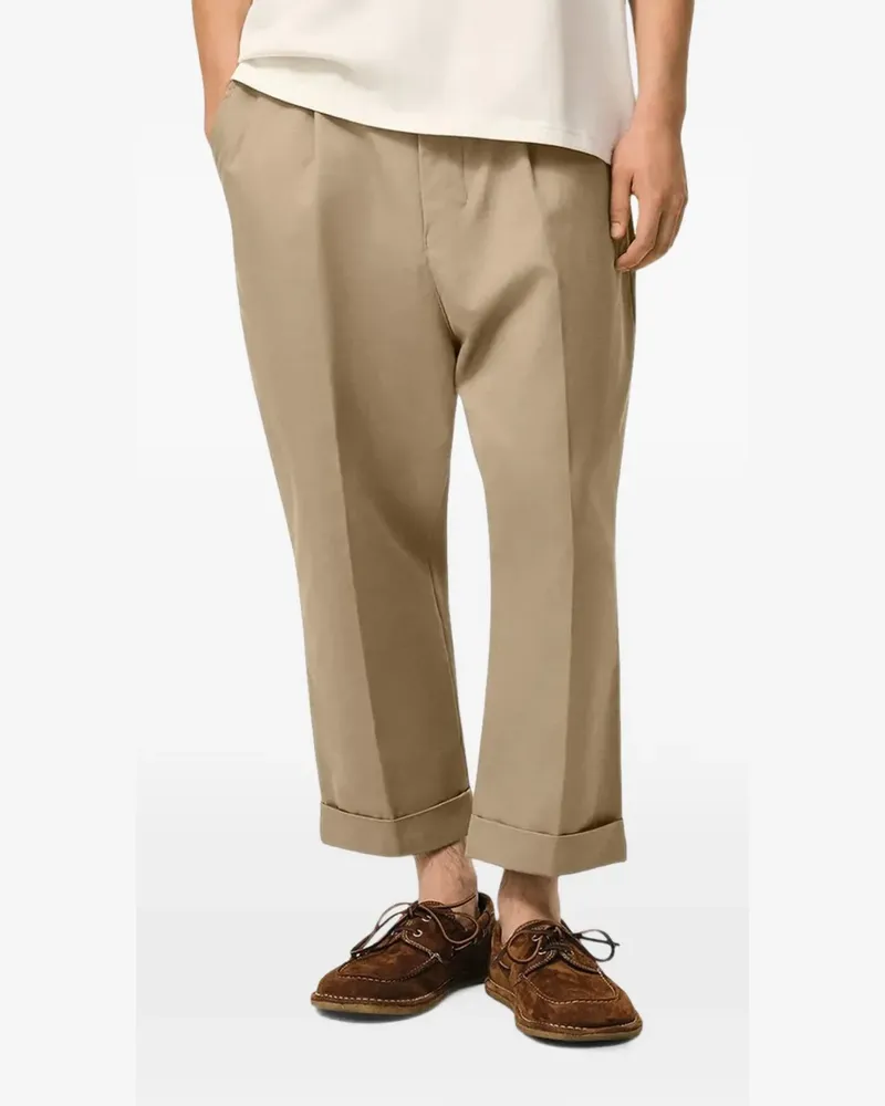 AMI Paris pleated-detail turn-up trousers - Nude Nude