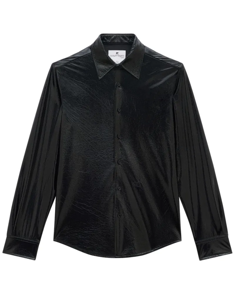 Courrèges Hemd in Lederoptik - Schwarz Schwarz