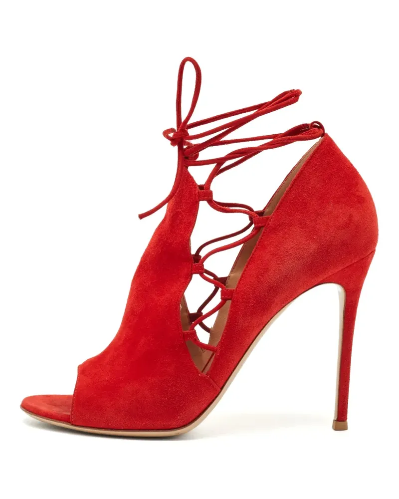 Gianvito Rossi lace-up open-toe ankle boots - Rot Rot