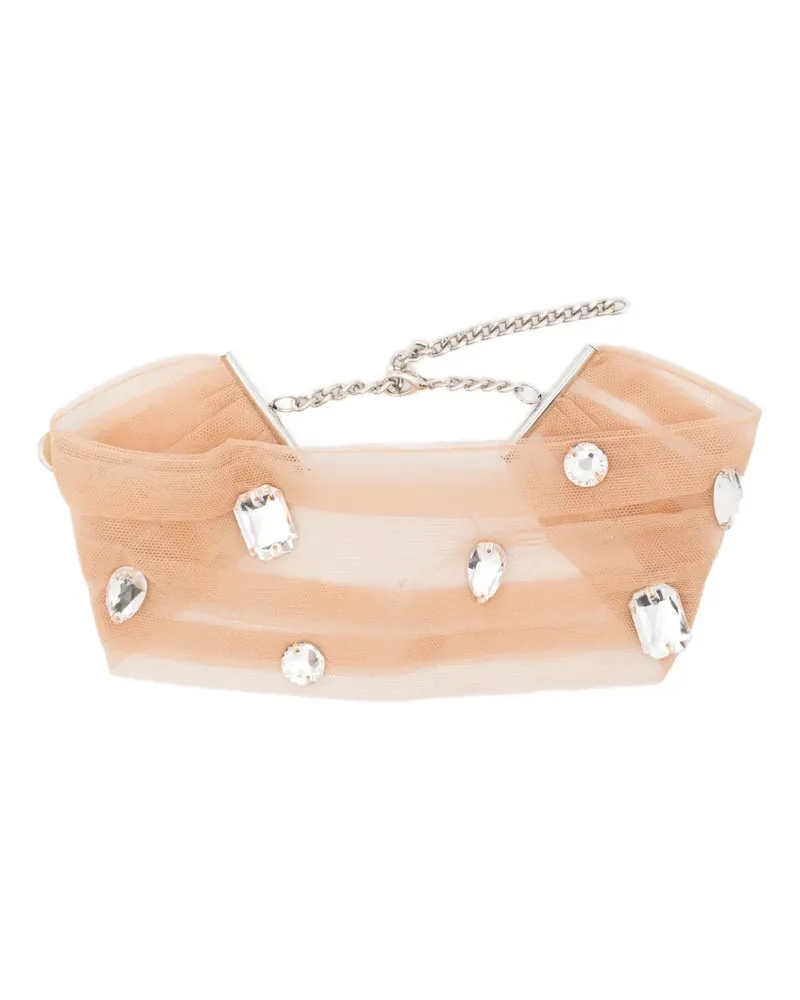 David Koma crystal-embellished choker necklace - Nude Nude