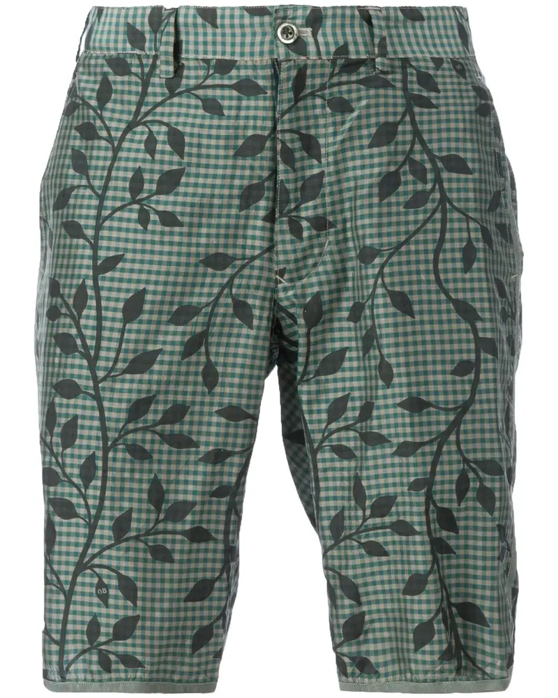 08 SIRCUS Shorts mit Karo- und Blumenmuster - Grün Grün