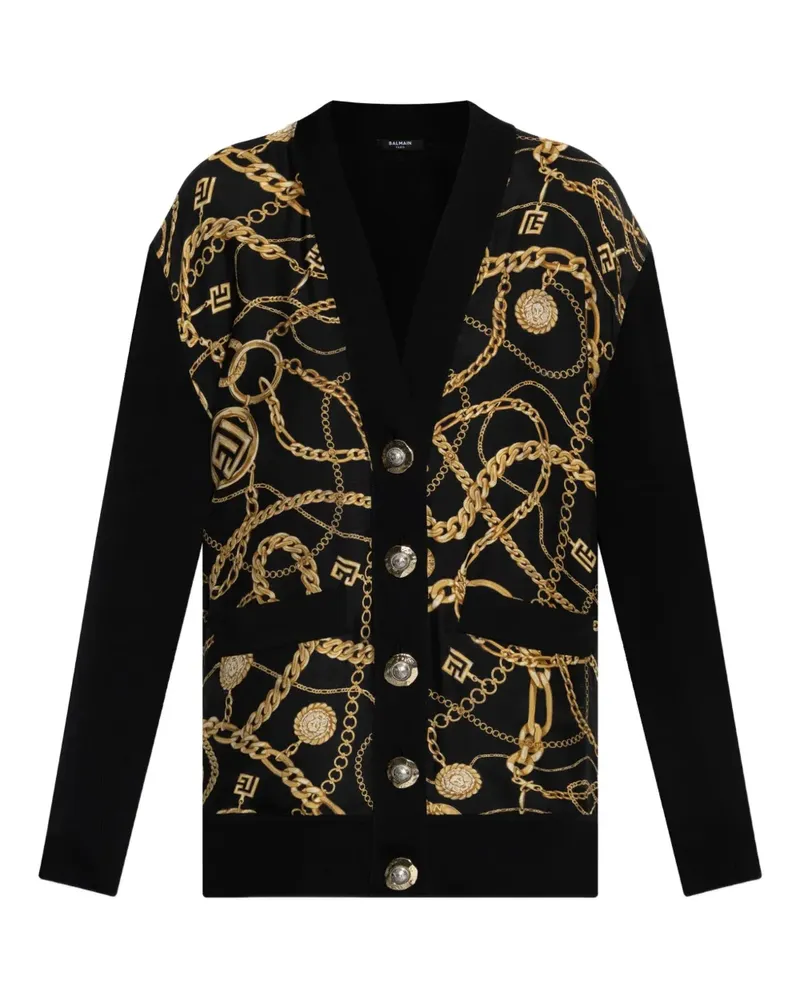 Balmain Cardigan mit Ketten-Print - Schwarz Schwarz