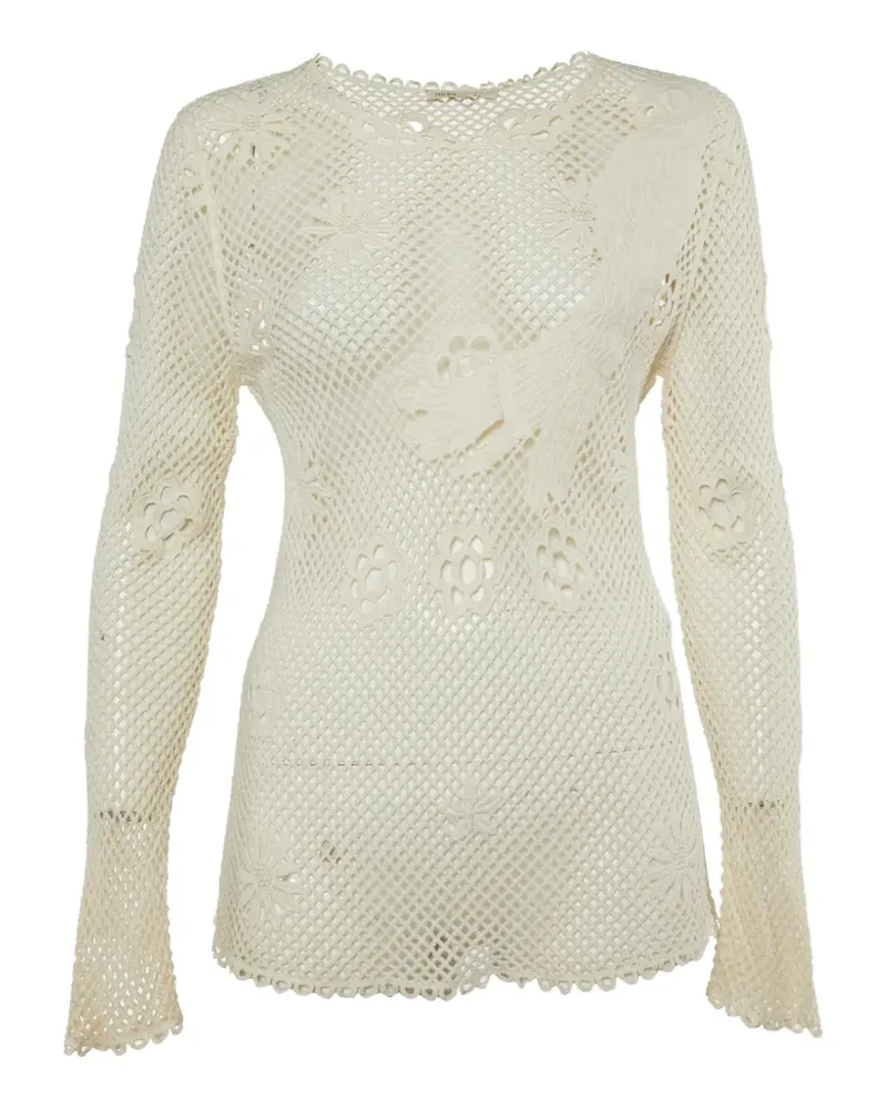Maje embroidered mesh sweater - Nude Nude