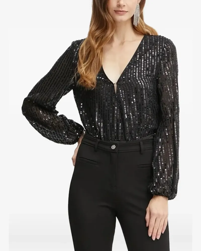 Bardot sequin-embellished long-sleeve top - Schwarz Schwarz