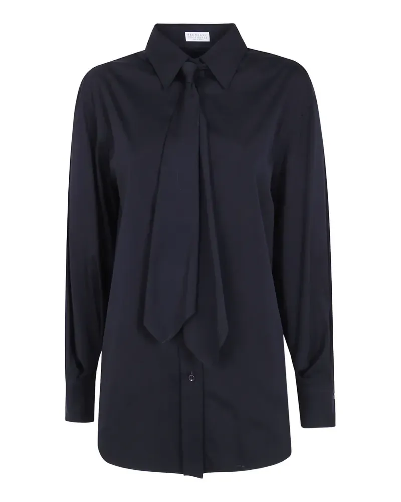 Brunello Cucinelli Hemd mit Krawattendetail - Schwarz Schwarz