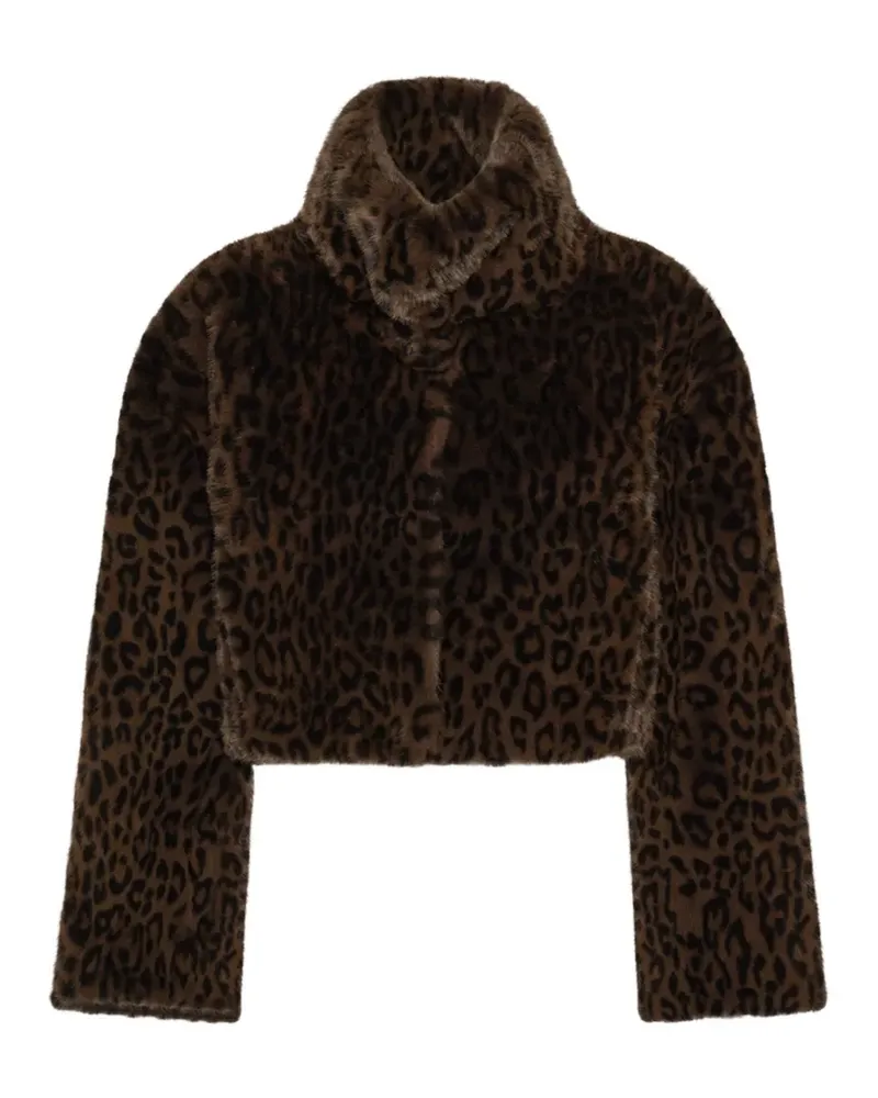 ROTATE Birger Christensen faux-fur crop jacket - Braun Braun