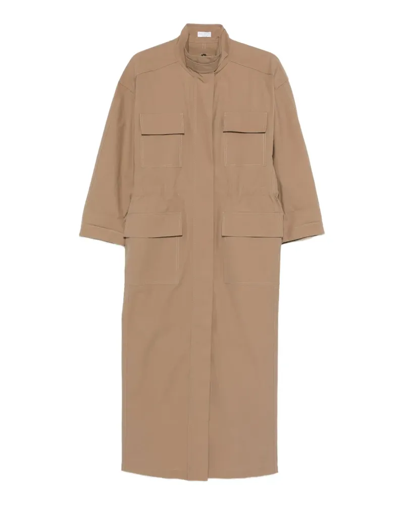 Brunello Cucinelli Maxikleid mit Klappentasche - Nude Nude