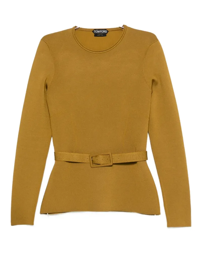 Tom Ford belted long-sleeve sweater - Nude Nude
