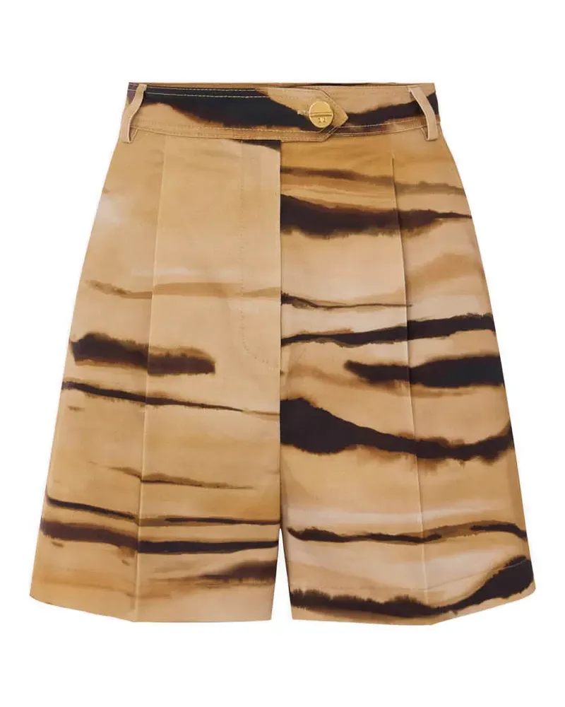 Elisabetta Franchi drill tiger print shorts - Nude Nude