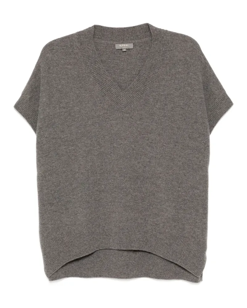 N.Peal Top mit V-Ausschnitt - Grau Grau