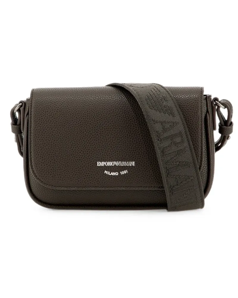 Emporio Armani Gekörnte Umhängetasche mit Logo-Print - Braun Braun