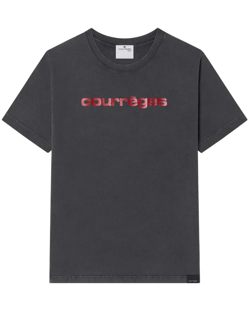 Courrèges T-Shirt mit Logo-Print - Grau Grau