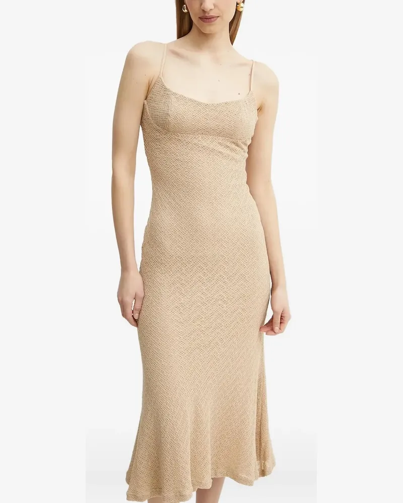 Bardot Strukturiertes Rochie Midikleid - Nude Nude