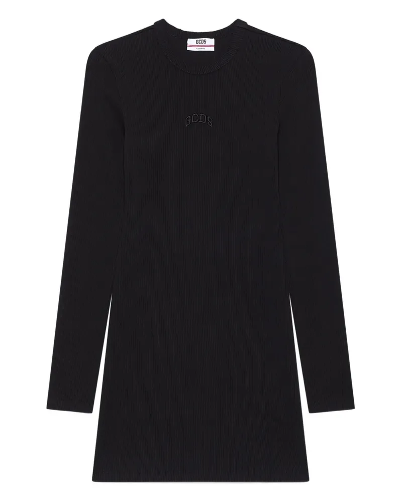 GCDS Geripptes Kleid mit Logo - Schwarz Schwarz