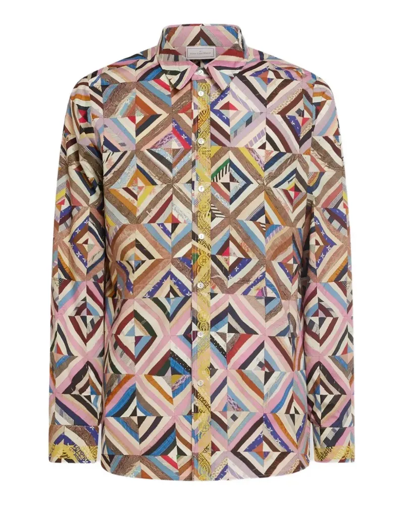 Pierre-Louis Mascia geometric-print patchwork-effect shirt - Nude Nude