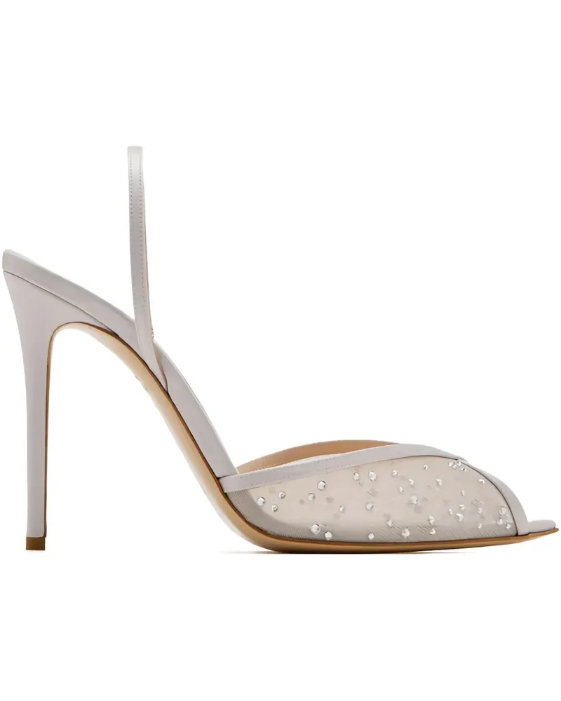 Andrea Wazen Katy Sling Slingback-Pumps mit Kristallen 105mm - Nude Nude