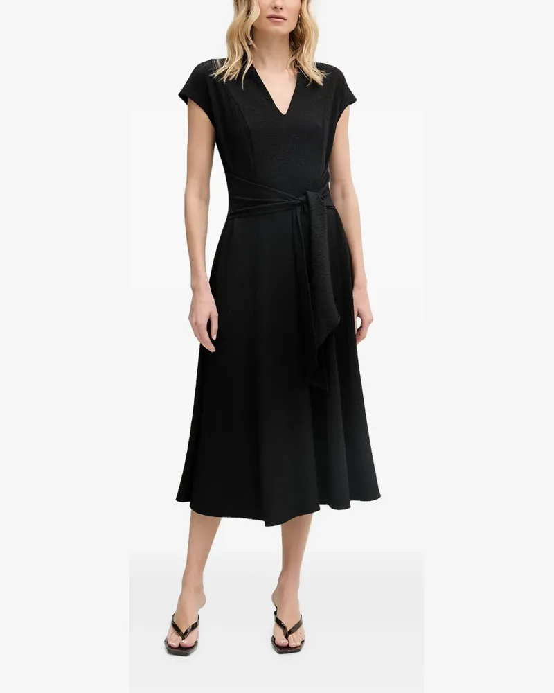 Joseph Ribkoff Midikleid in Knitteroptik mit Gürtel - Schwarz Schwarz