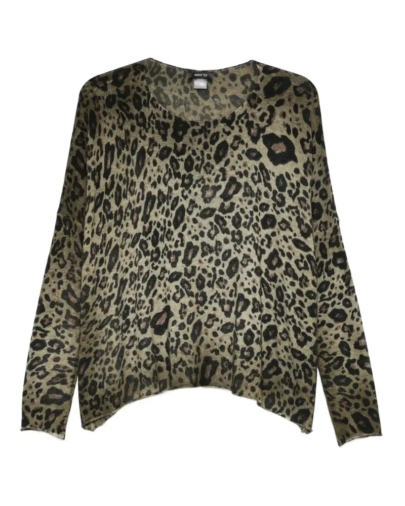 Avant Toi Pullover mit Leopardenprint - Grün Grün