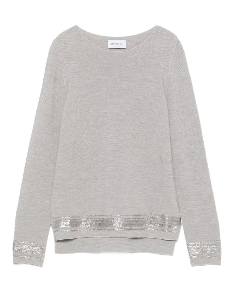 Arovescio Pullover mit Metallic-Besatz - Grau Grau
