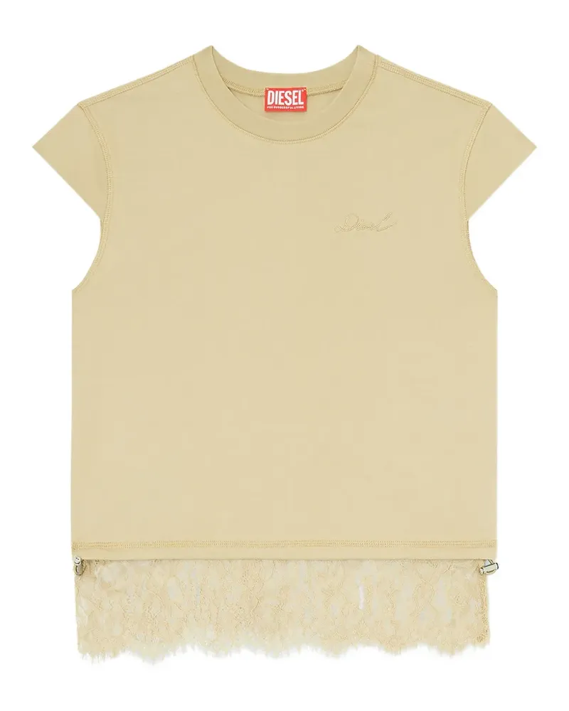 Diesel T-Luna lace-trim top - Nude Nude