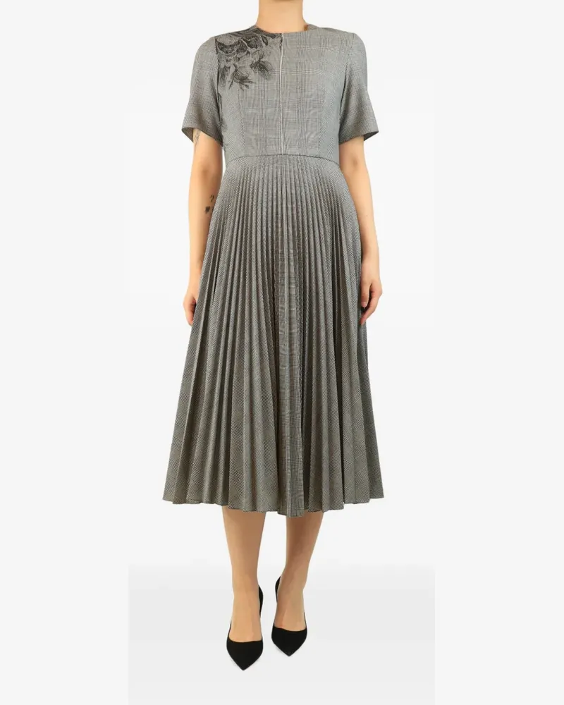 Erdem Falten-Midikleid mit Prince of Wales-Karo - Grau Grau