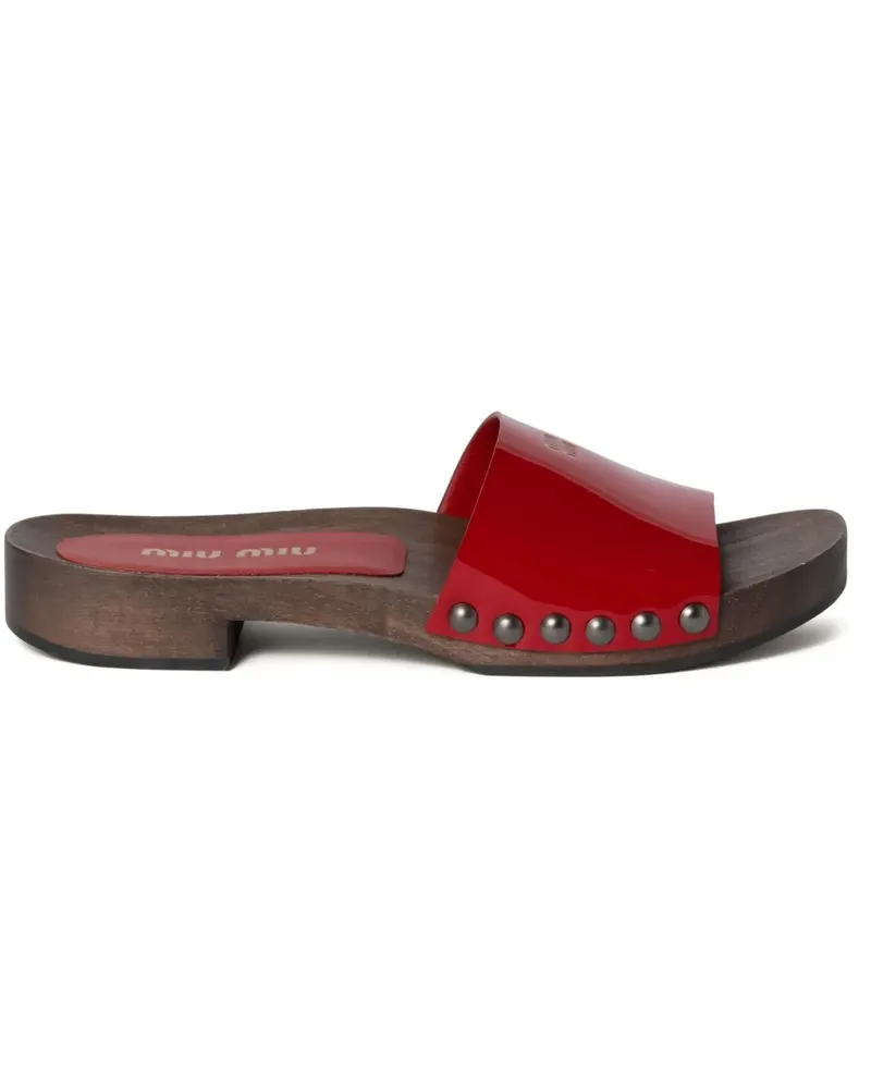 Miu Miu Pantoletten aus Leder - Rot Rot