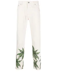 Palm Angels Gerade Jeans mit Palmen-Print Nude