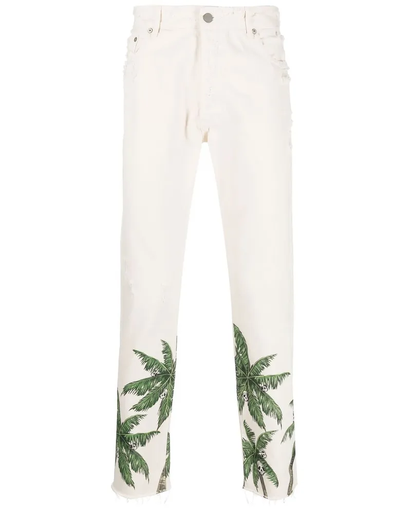 Palm Angels Gerade Jeans mit Palmen-Print - Nude Nude