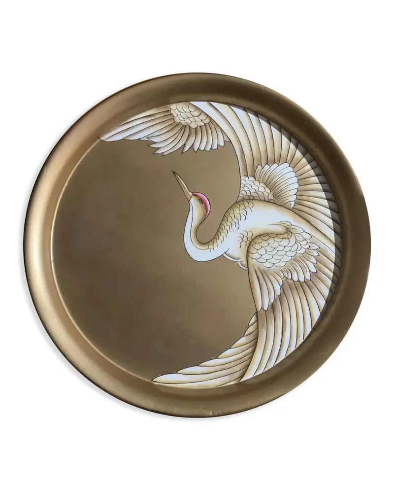 Les-Ottomans Handbemaltes Tablett 36cm - Gold Gold