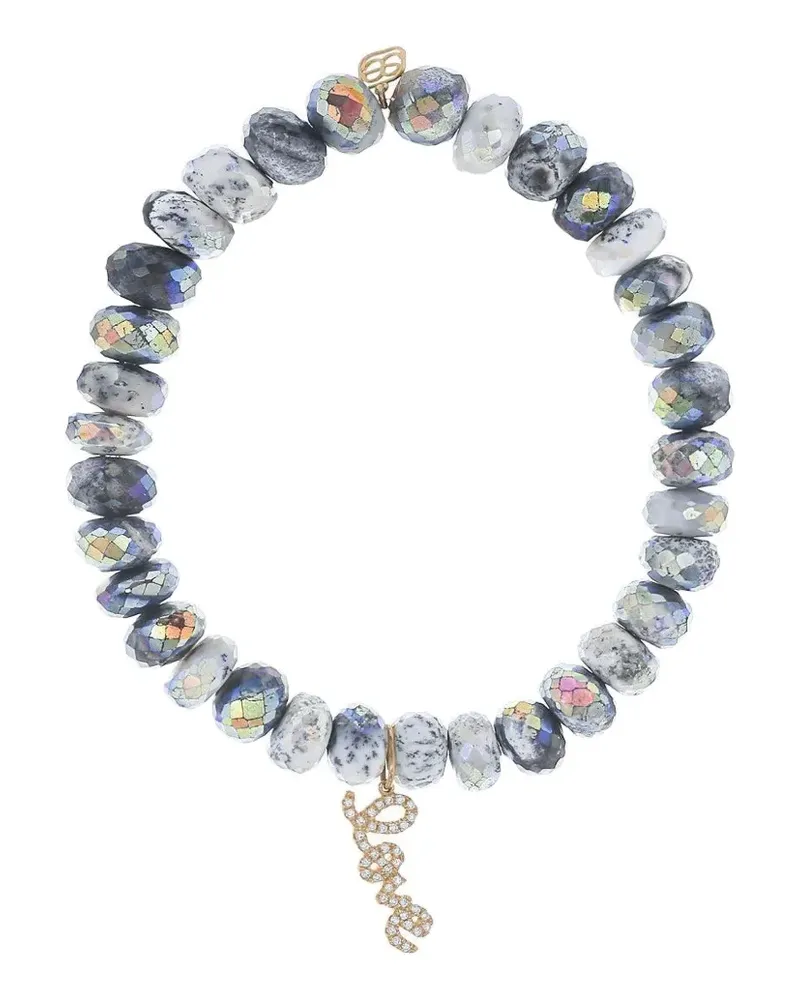 Sydney Evan 14K yellow gold Love On diamond and dendrite bracelet - Blau Blau