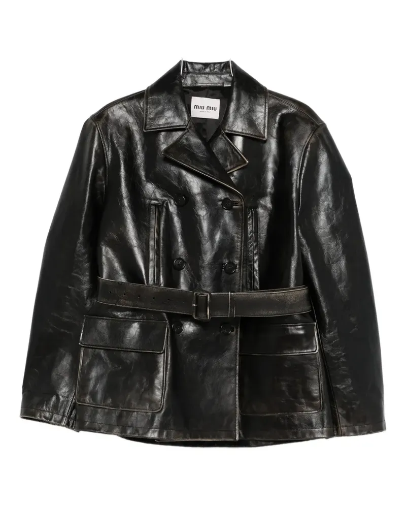 Miu Miu Klassische Lederjacke - Schwarz Schwarz