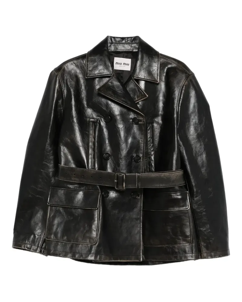 Miu Miu Klassische Lederjacke - Schwarz Schwarz