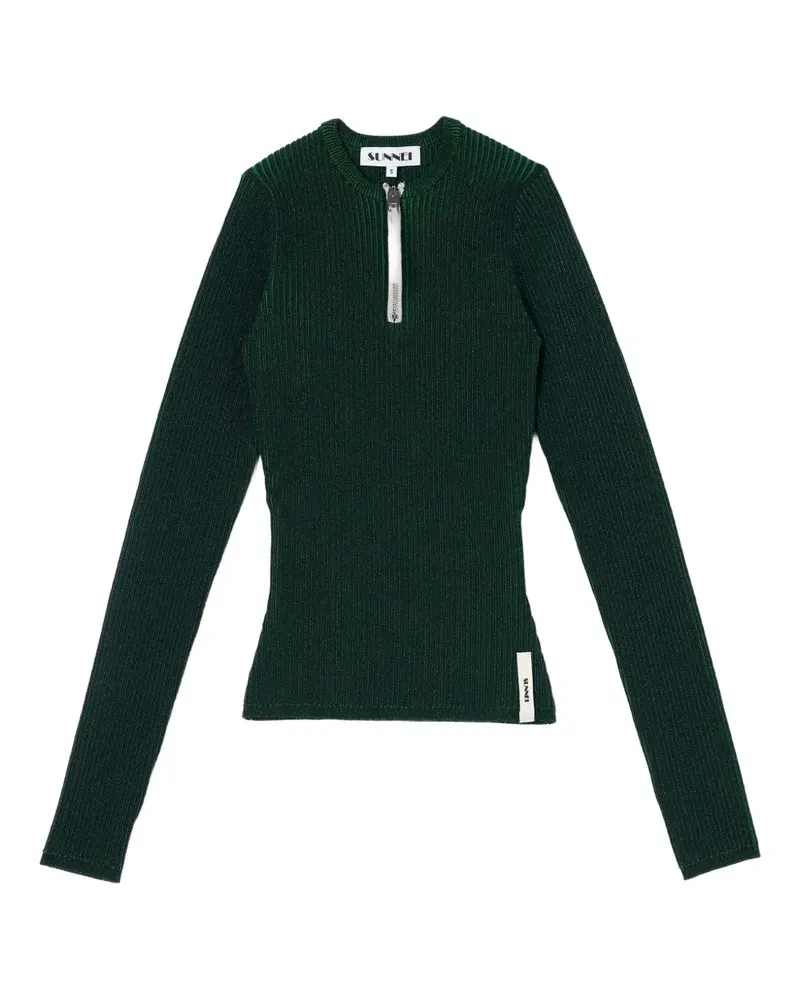 SUNNEI Rundhals-Pullover mit Reißverschlussdetail - Grün Grün