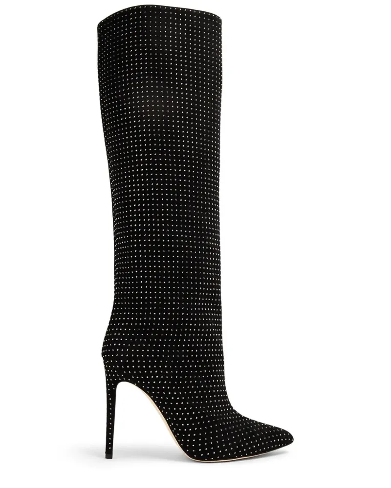 Paris Texas Holly Stiefel mit Kristallen 105mm - Schwarz Schwarz