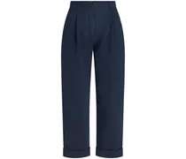 Cropped-Chino mit Fischgrätenmuster - Blau