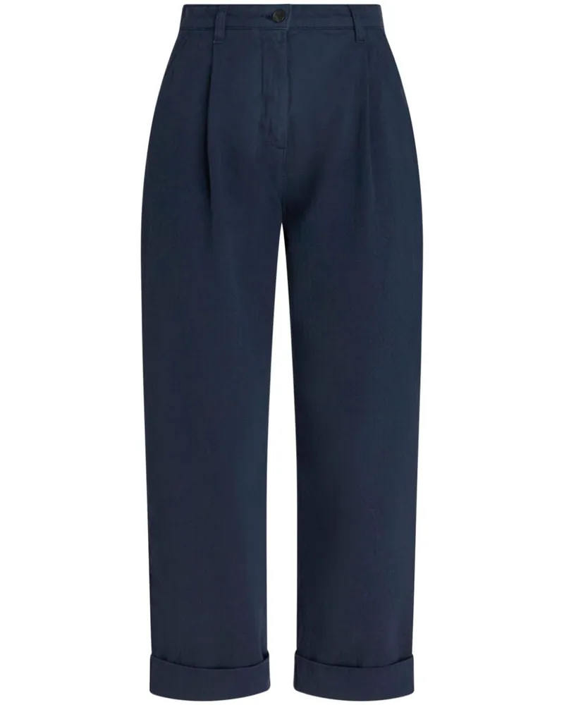Etro Cropped-Chino mit Fischgrätenmuster - Blau Blau