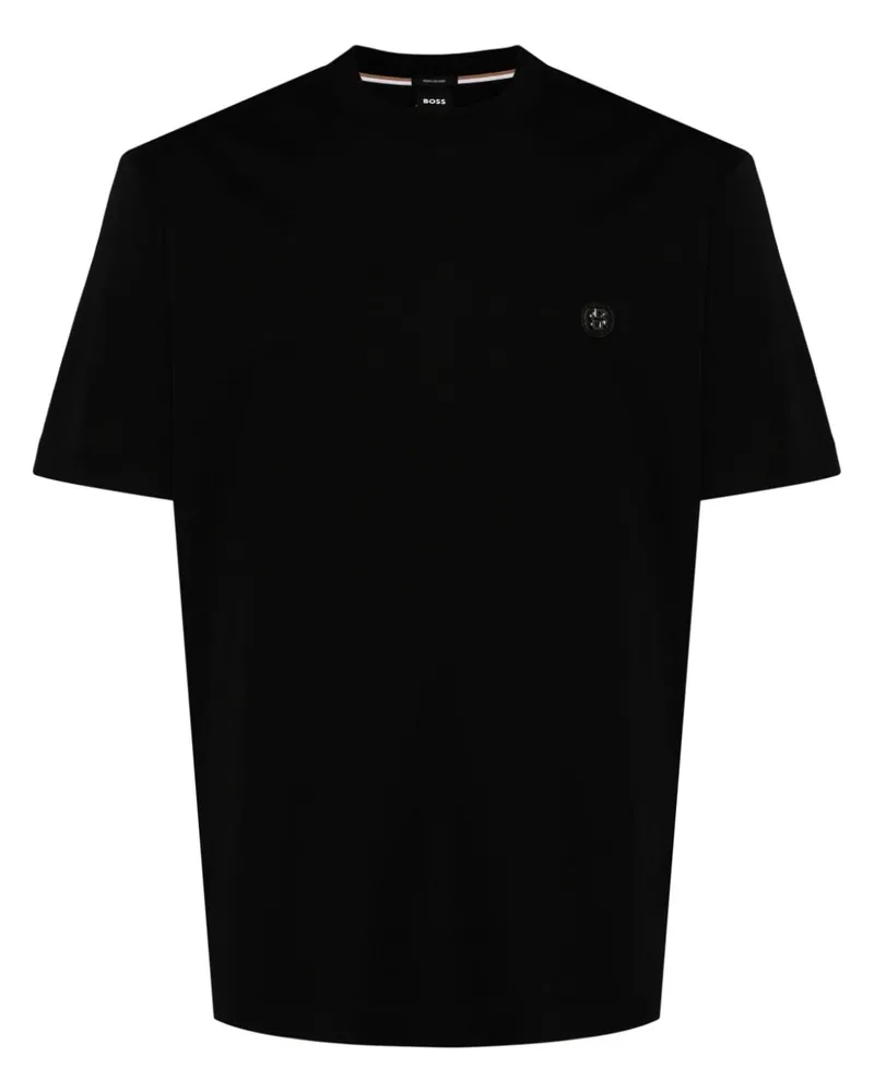 HUGO BOSS T-Shirt mit Logo-Applikation - Schwarz Schwarz