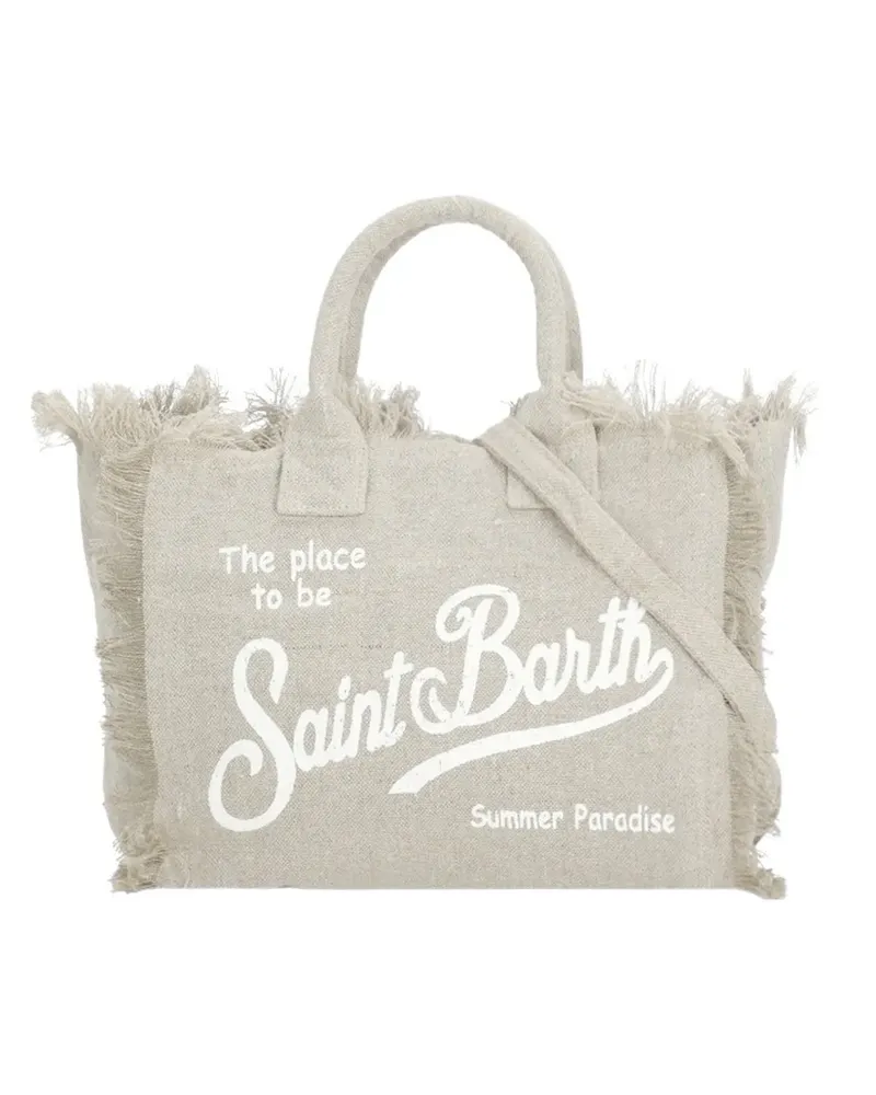 MC2 Saint Barth fringed linen tote bag - Nude Nude