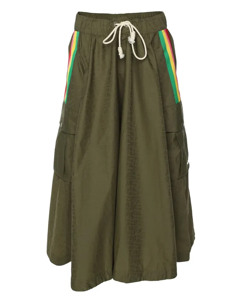 Palm Angels Gestreifter Cargo-Midirock - Grün Grün