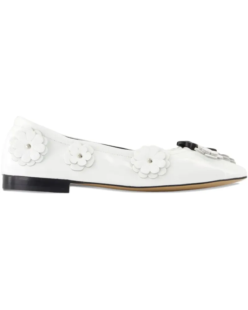 Cecilie Bahnsen flower-embellishment ballet flats - Weiß Weiß