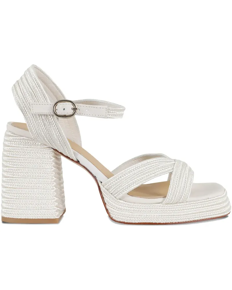 Castañer 100MM Valle/142 Metallic-Sandalen mit Blockabsatz - Weiß Weiß