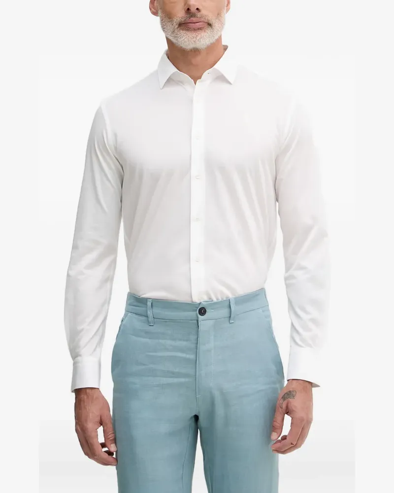 Trussardi logo-embroidered long-sleeve shirt - Weiß Weiß