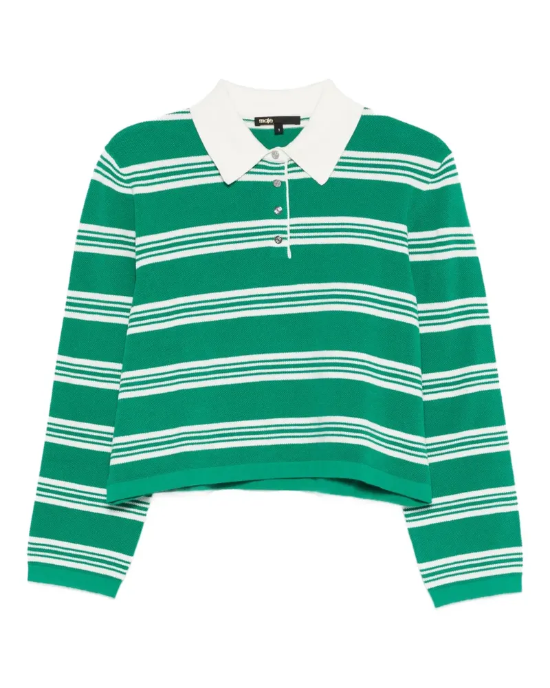 Maje Gestreiftes Poloshirt - Grün Grün