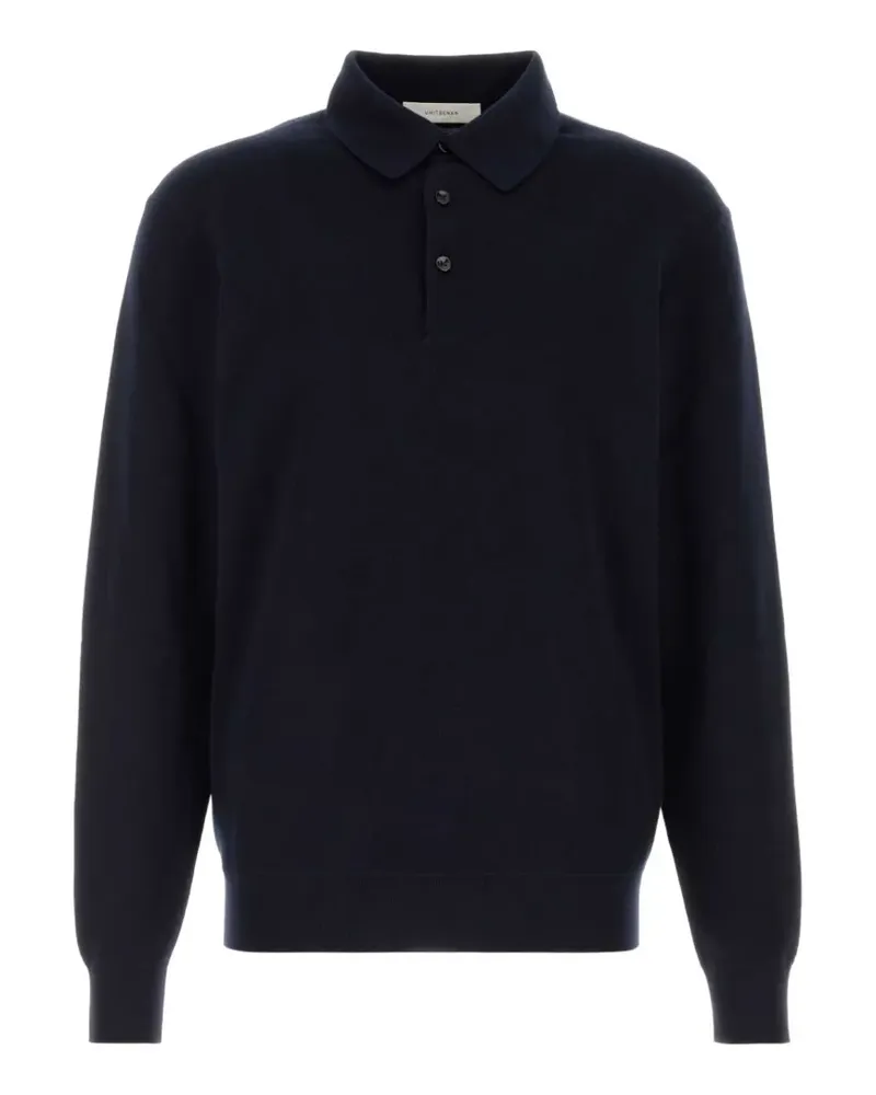 Umit Benan long-sleeve knitted polo shirt - Blau Blau
