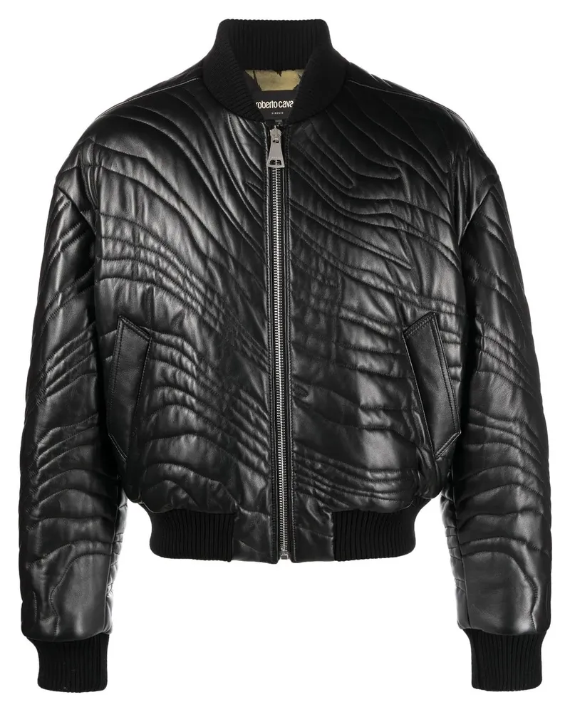 Roberto Cavalli Gesteppte Bomberjacke aus Leder - Schwarz Schwarz
