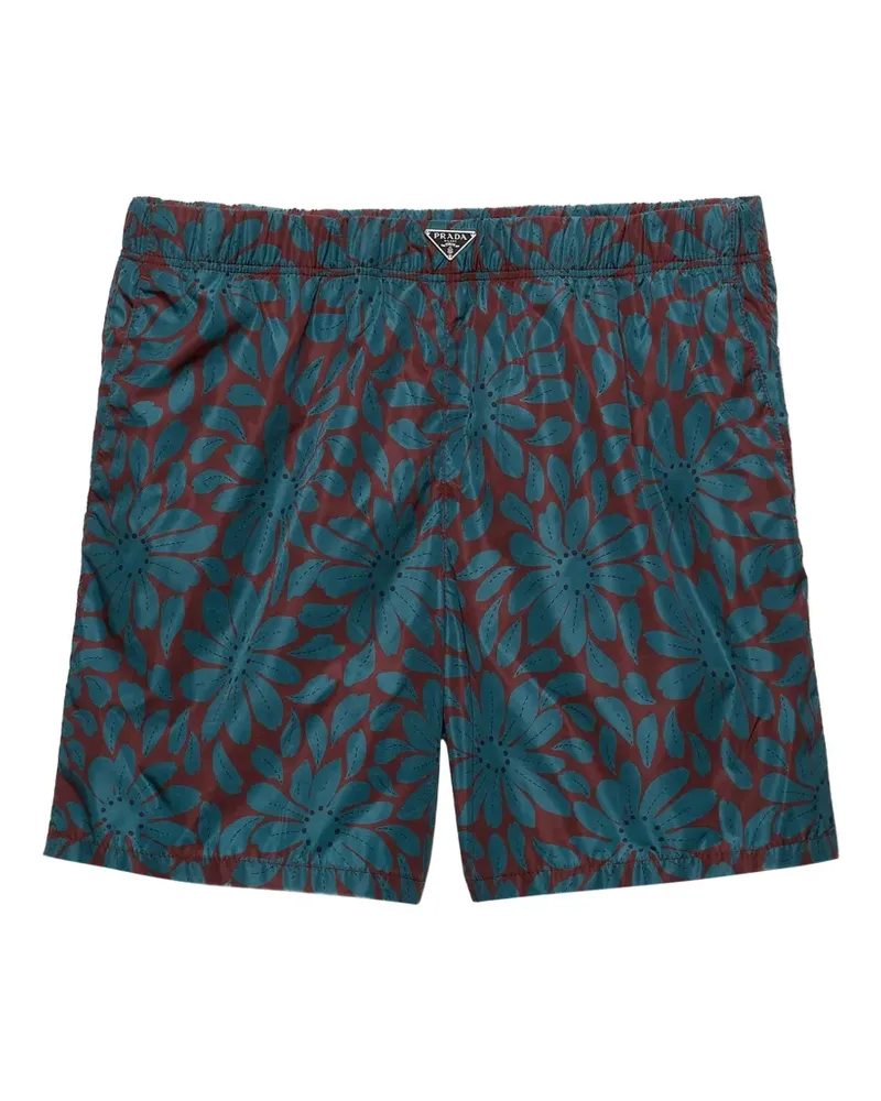 Prada Bedruckte Badehose aus Re-Nylon - Rot Rot