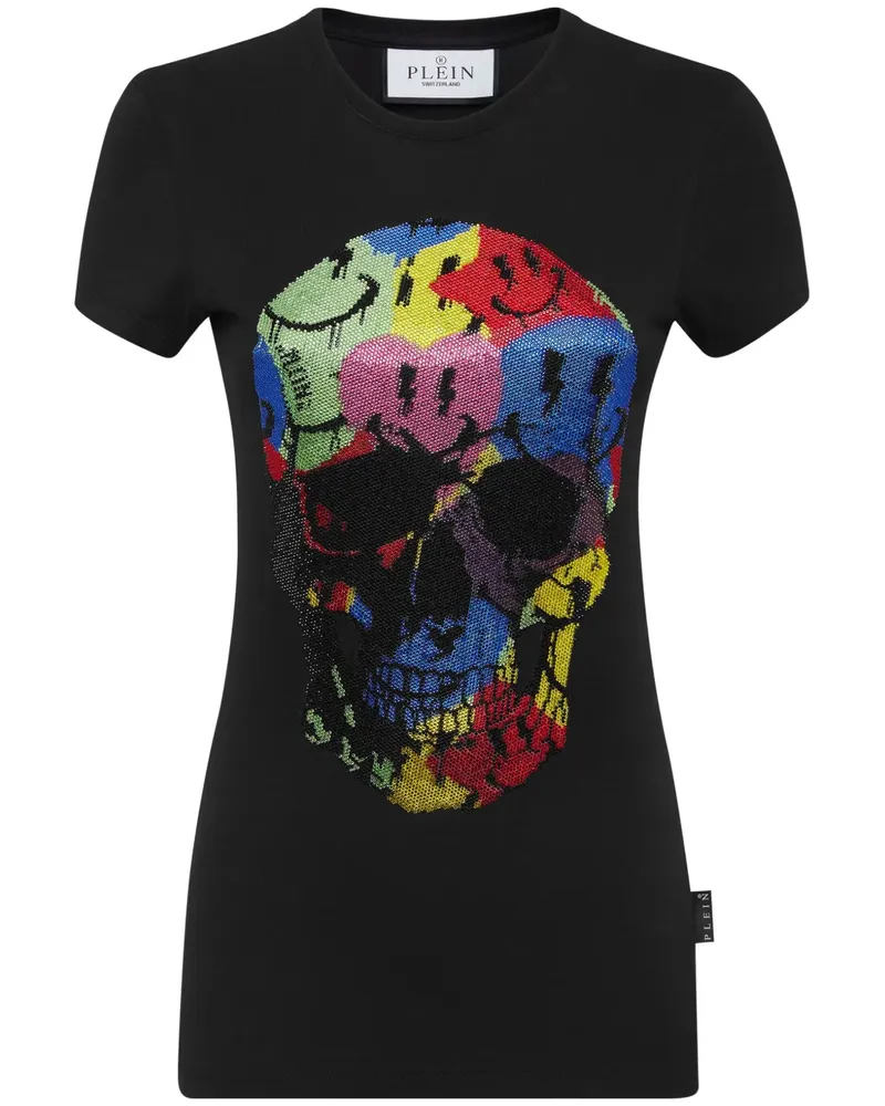 Philipp Plein T-Shirt mit Strass-Totenkopf - Schwarz Schwarz