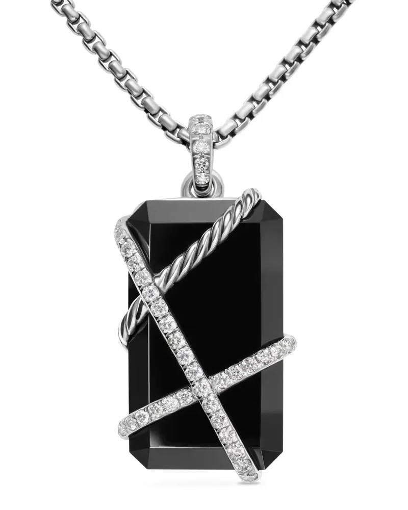 David Yurman Cable Wrap Sterlingsilber-Amulett mit Diamant 45mm Silber